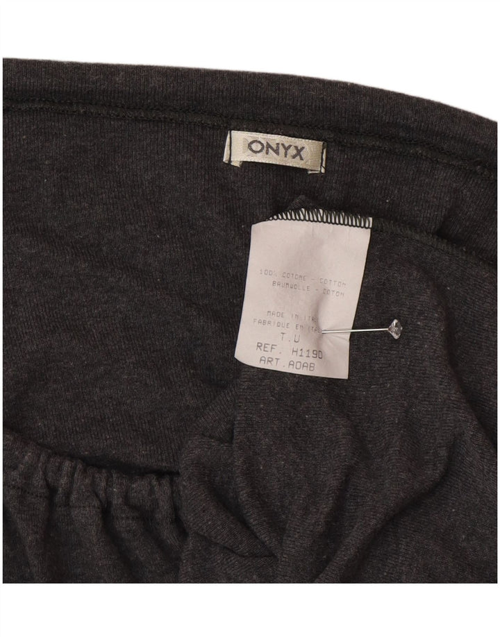 Top corto da donna con allacciatura frontale Onyx manica lunga UK 12 Cotone grigio medio