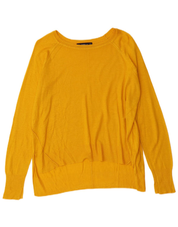 Zara Womens Oversized Boat Neck Jumper Sweater UK 10 Small Yellow