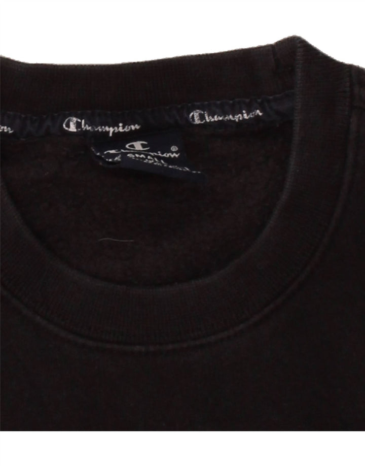 CHAMPION Mens Graphic Sweatshirt Jumper Small Black Cotton Vintage Champion and Second-Hand Champion from Messina Hembry 