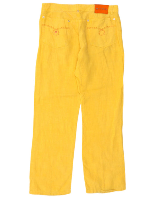Pantaloni casual dritti da uomo Etro W34 L30 Lino giallo