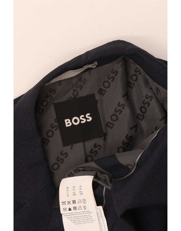 Giacca blazer da uomo a 2 bottoni Hugo Boss UK 52 XL Lana blu navy
