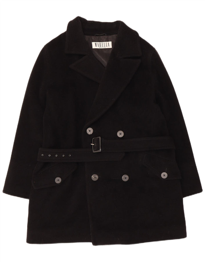 Cappotto doppiopetto da donna Marella UK 14 Lana vergine nera media