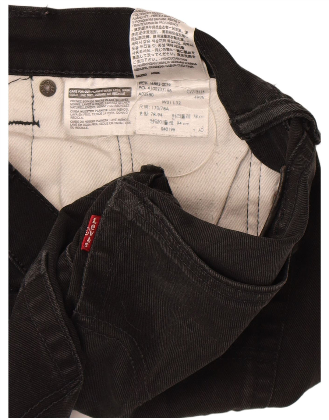 Jeans slim da uomo Levi's W31 L32 cotone nero