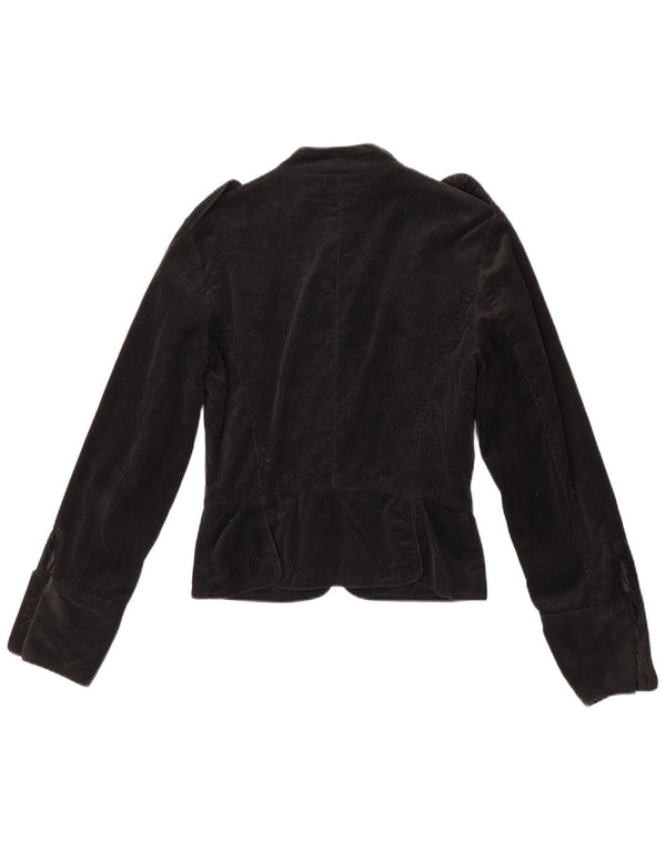 Giacca blazer in velluto a coste militare da donna Zara UK 12 Grigio medio floreale