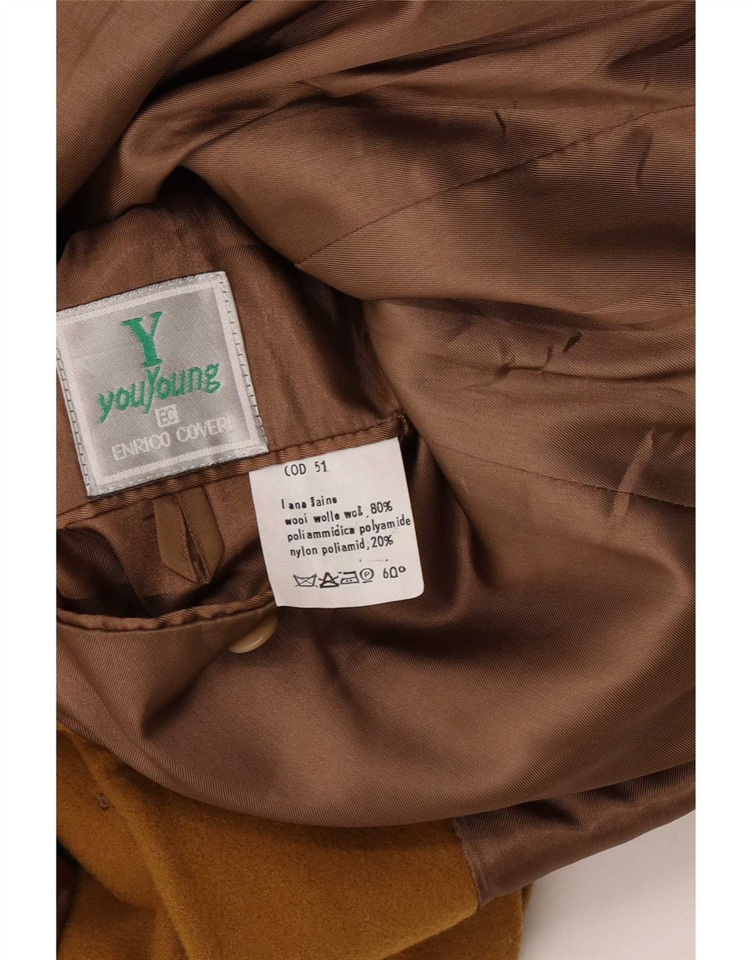 Enrico Coveri Giacca Blazer a 2 Bottoni da Uomo IT 50 Large Marrone Lana