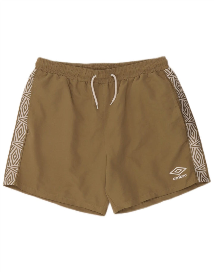 Pantaloncini da bagno grafici da uomo Umbro grandi in poliestere color block kaki