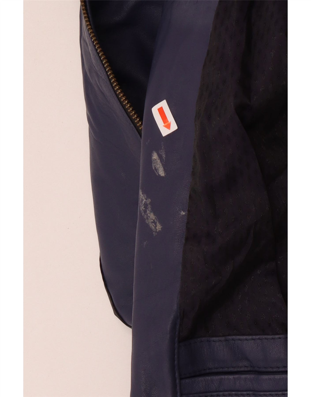 Giacca in pelle bomber da donna vintage UK 14 medio blu navy