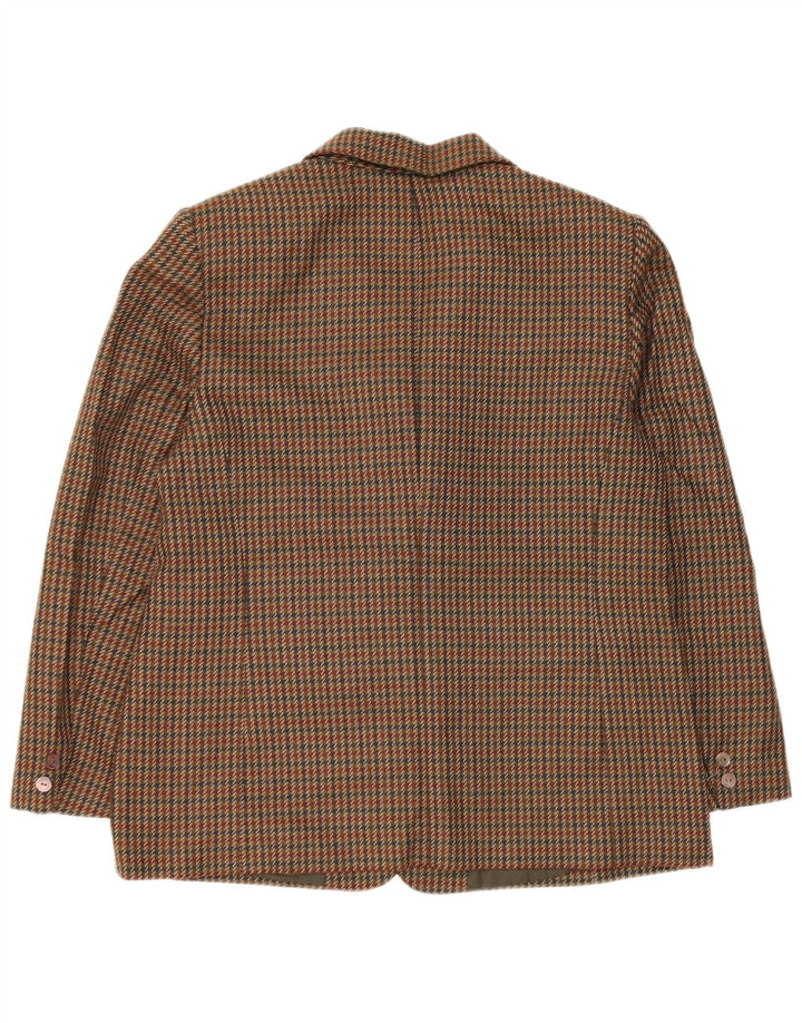 Giacca blazer vintage da donna a 2 bottoni UK 14 pied de poule verde medio