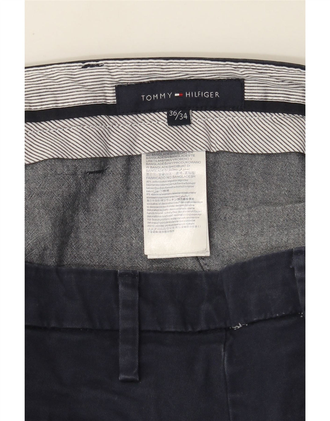 Pantaloni chino slim da uomo Tommy Hilfiger W36 L34 cotone blu navy