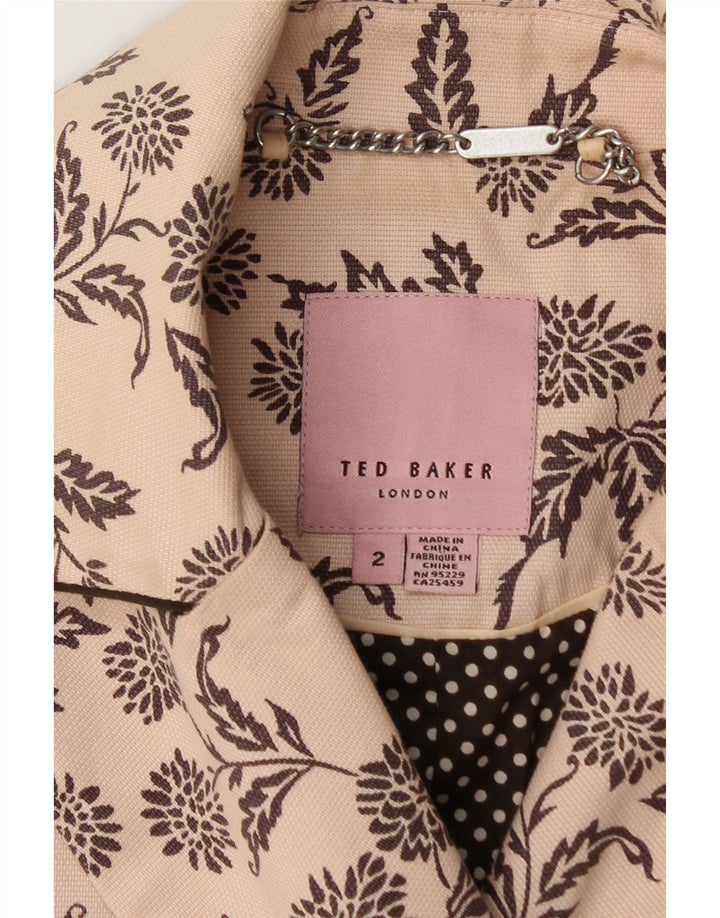 Giacca blazer doppiopetto da donna TED BAKER taglia 2 piccola beige floreale