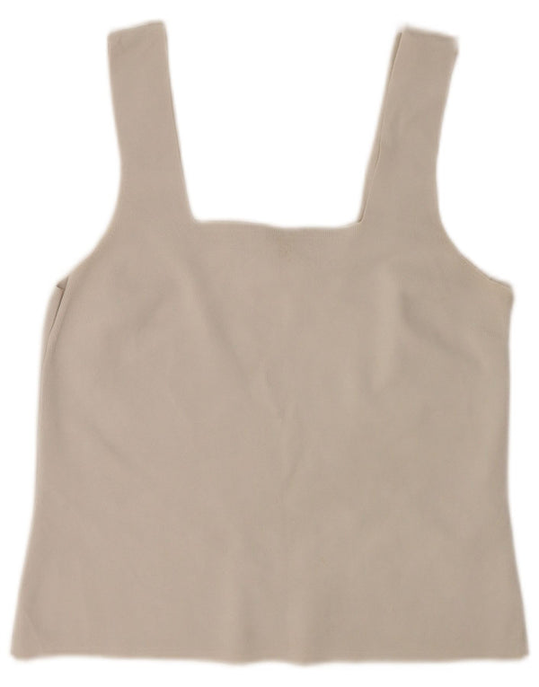 Canottiera corta da donna Reiss UK 14 grande in viscosa bianco sporco