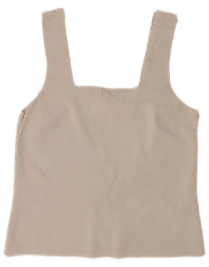 Canottiera corta da donna Reiss UK 14 grande in viscosa bianco sporco