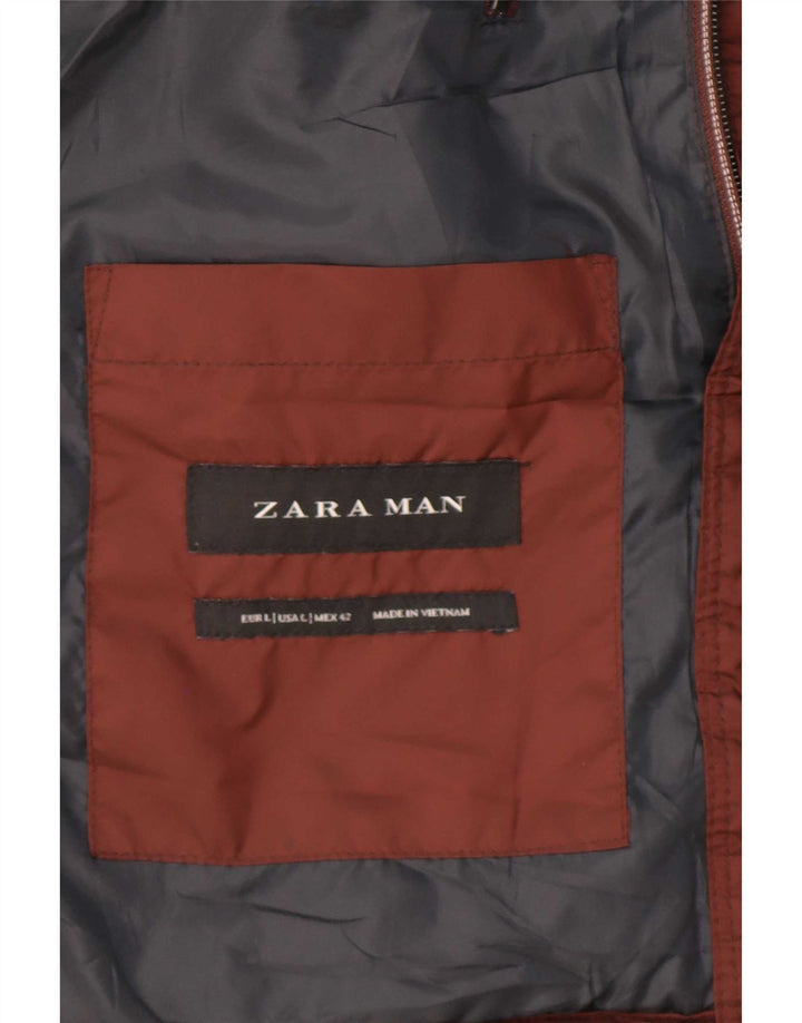 Gilet imbottito da uomo Zara UK 40 grande marrone