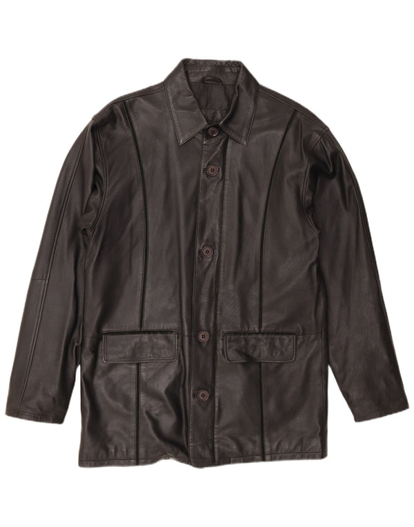 Giacca in pelle vintage da uomo UK 44 2XL Pelle nera