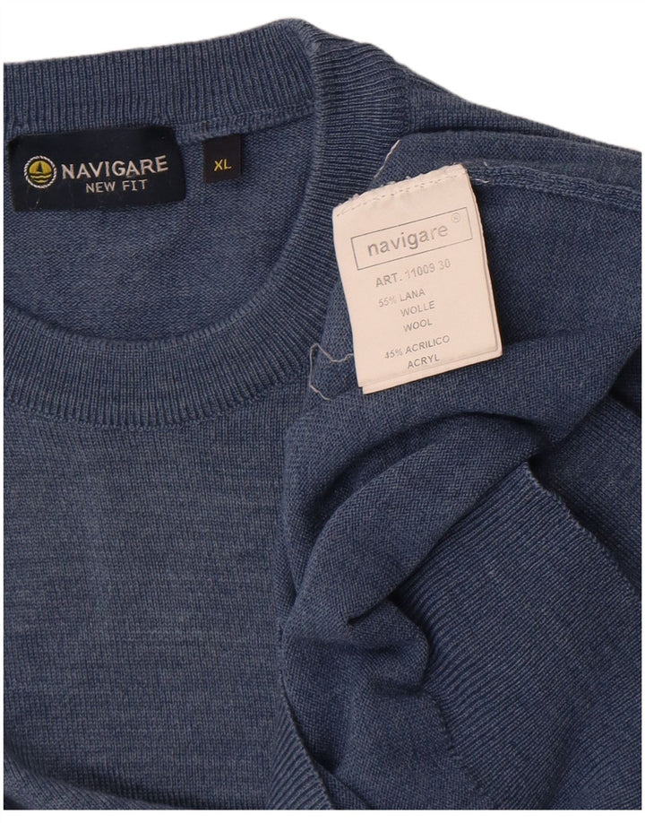 Maglione maglione girocollo da uomo Navigare XL in lana blu