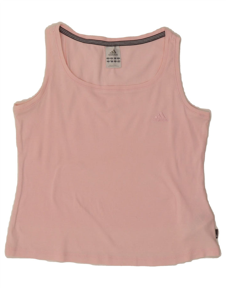 ADIDAS Womens Crop Vest Top UK 14 Medium Pink Cotton Vintage Adidas and Second-Hand Adidas from Messina Hembry 