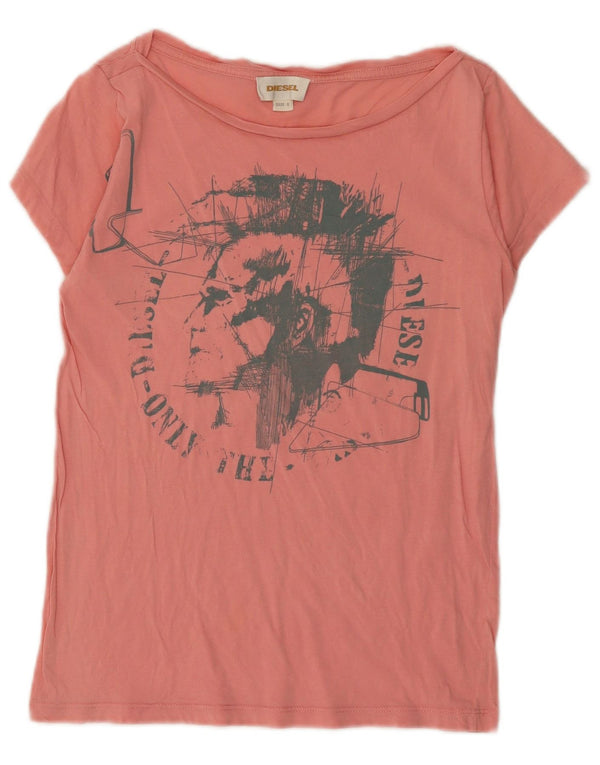 T-shirt grafica da donna Diesel Top UK 10 piccola rosa