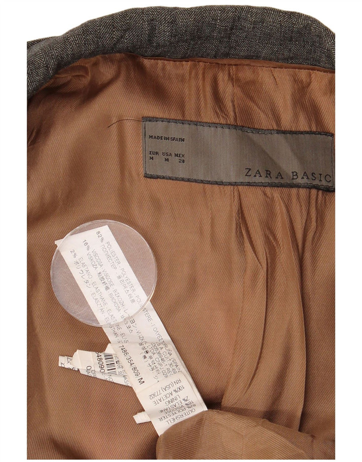 Giacca blazer a 1 bottone da donna Zara UK 12 Poliestere grigio medio