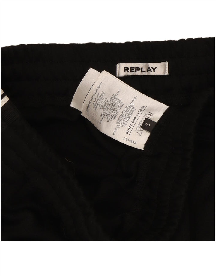 Gonna grafica da donna Replay piccola W27 sportiva in poliestere nero