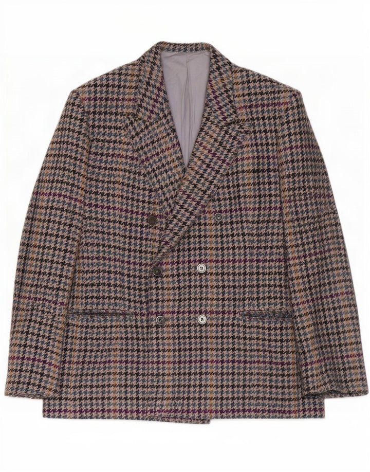 Giacca blazer doppiopetto vintage da uomo UK 38 pied de poule grigio medio