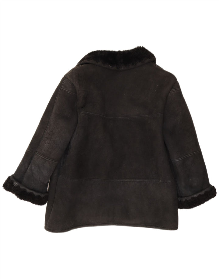 Giacca in shearling vintage da donna IT 44 Shearling medio nero