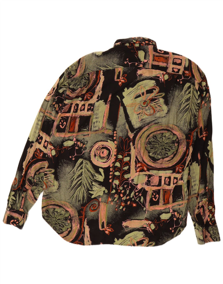 Camicia vintage da uomo con motivo astratto, grande viscosa floreale multicolore