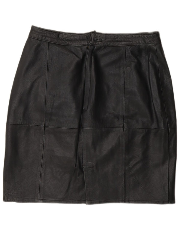 Vintage Womens Leather Skirt EU 40 Medium W28 Black