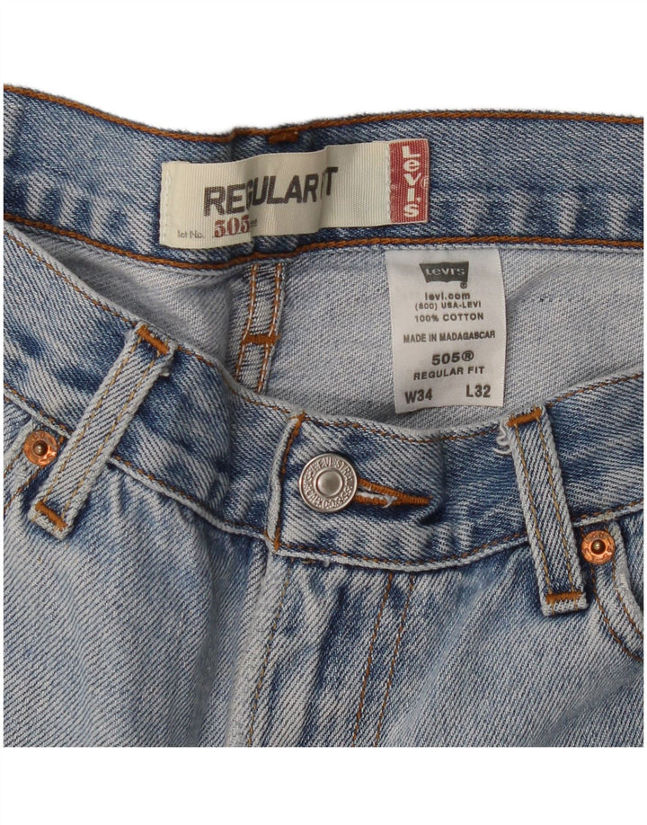 LEVI'S Jeans dritti da uomo 505 vestibilità regolare W34 L32 cotone blu