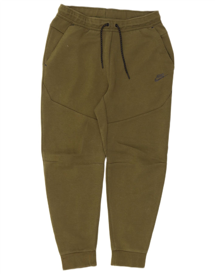 NIKE Womens Tracksuit Trousers Joggers UK 12 Medium  Khaki Cotton