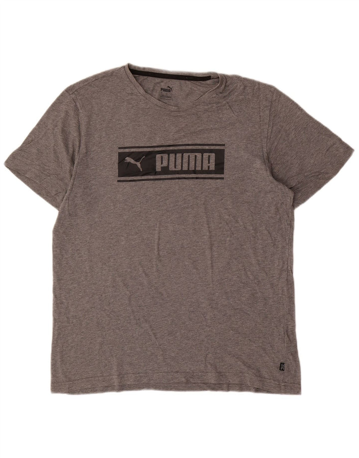 T-shirt grafica da uomo Puma grande in cotone grigio