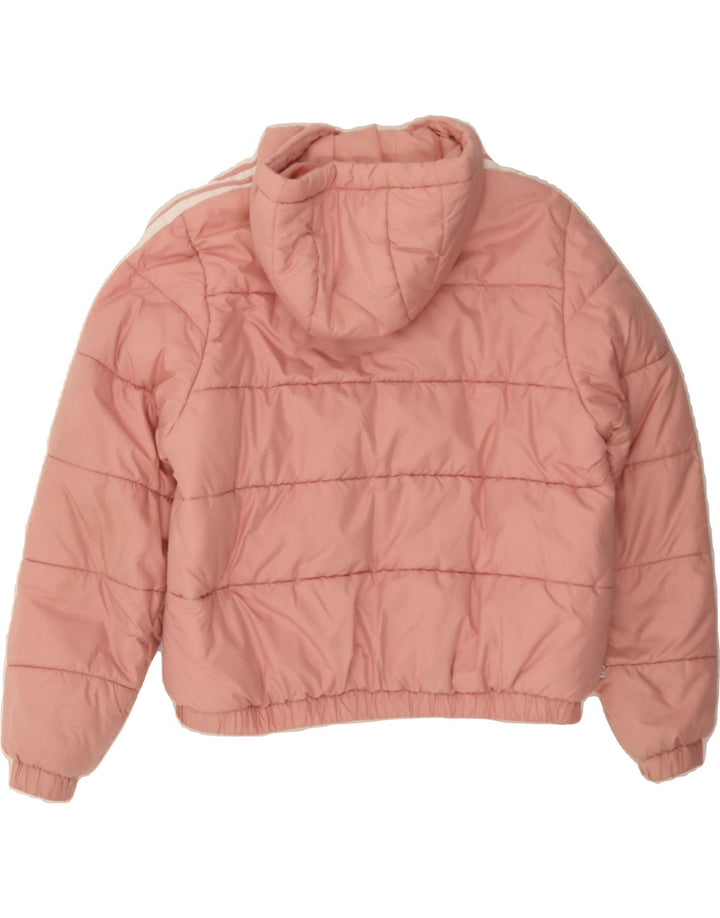 ADIDAS Girls Hooded Padded Jacket 12-13 Years Pink Polyester Vintage Adidas and Second-Hand Adidas from Messina Hembry 