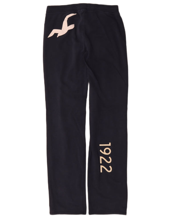 Hollister Womens Graphic Tracksuit Trousers UK 10 Small Navy Blue Cotton