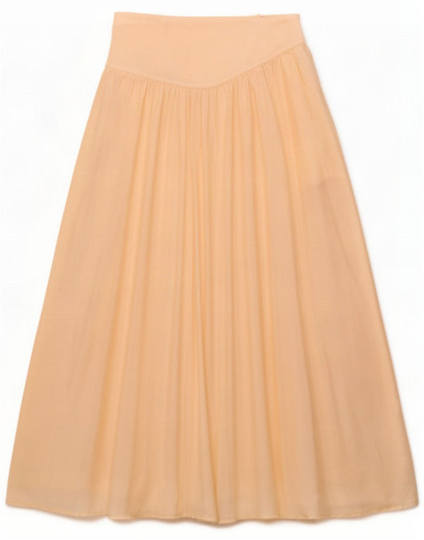 Byblos Gonna svasata a pieghe da donna US 8 Media W26 Beige Seta