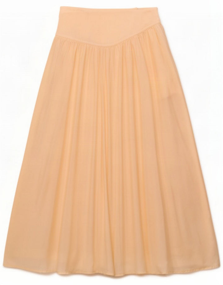 Byblos Gonna svasata a pieghe da donna US 8 Media W26 Beige Seta