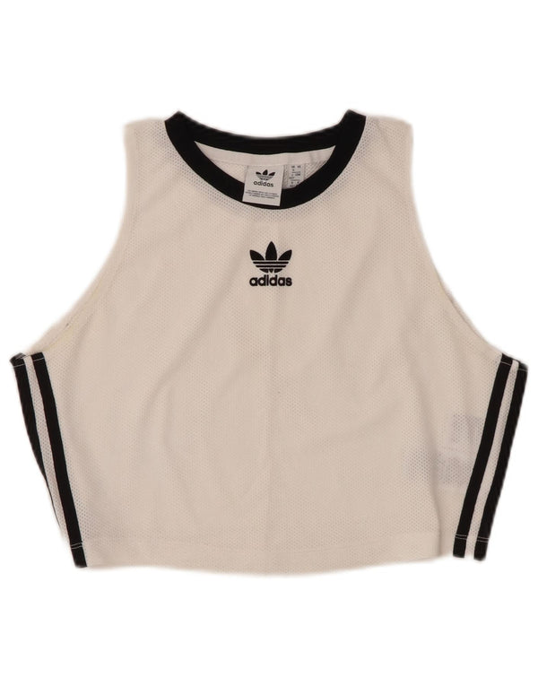 Canotta corta da donna ADIDAS UK 16 grande poliestere bianco