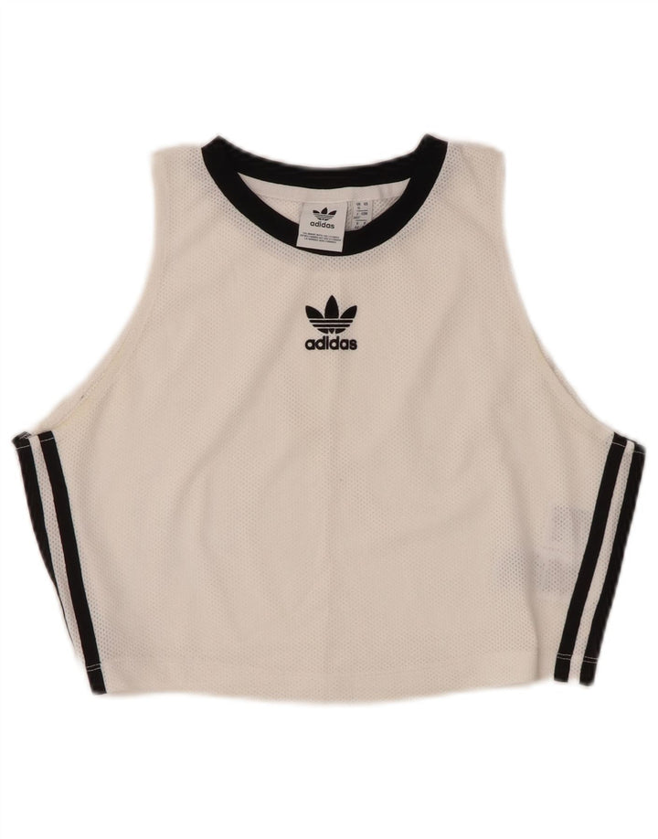 Canotta corta da donna ADIDAS UK 16 grande poliestere bianco