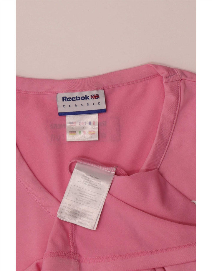 T-shirt grafica a maniche corte da donna Reebok Top UK 14 poliestere rosa medio