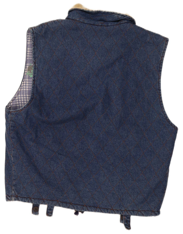 POP 84 Gilet in denim da uomo UK 42 XL Blu geometrico