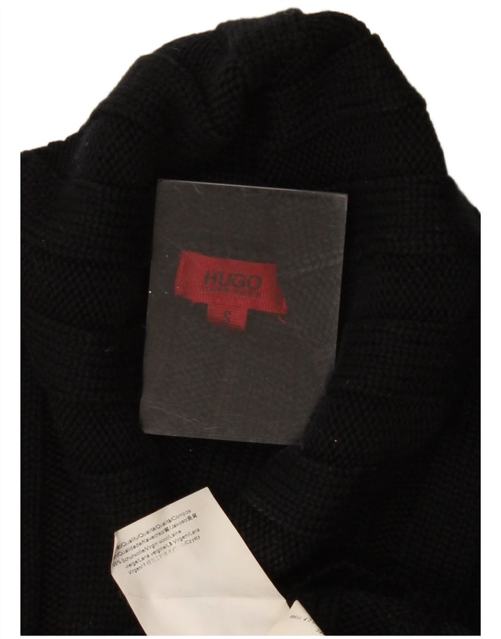 Maglione maglione a collo alto da donna Hugo Boss UK 8 piccolo in lana nera