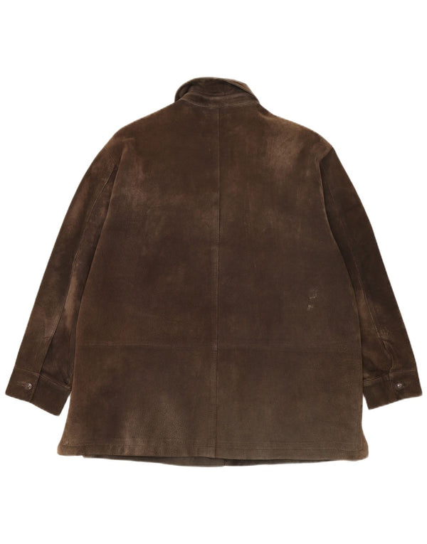 ELENA MIRO Giacca in pelle scamosciata oversize da donna UK 14 Large Marrone Pelle