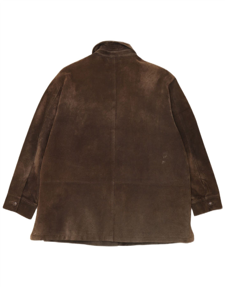 ELENA MIRO Giacca in pelle scamosciata oversize da donna UK 14 Large Marrone Pelle