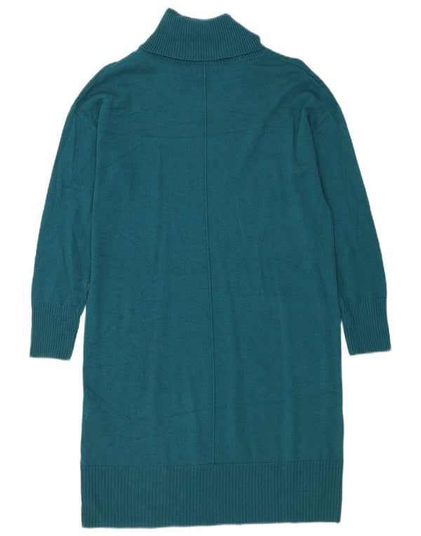 Abito maglione oversize da donna Hobbs con collo alto UK 10 piccolo lana merino blu