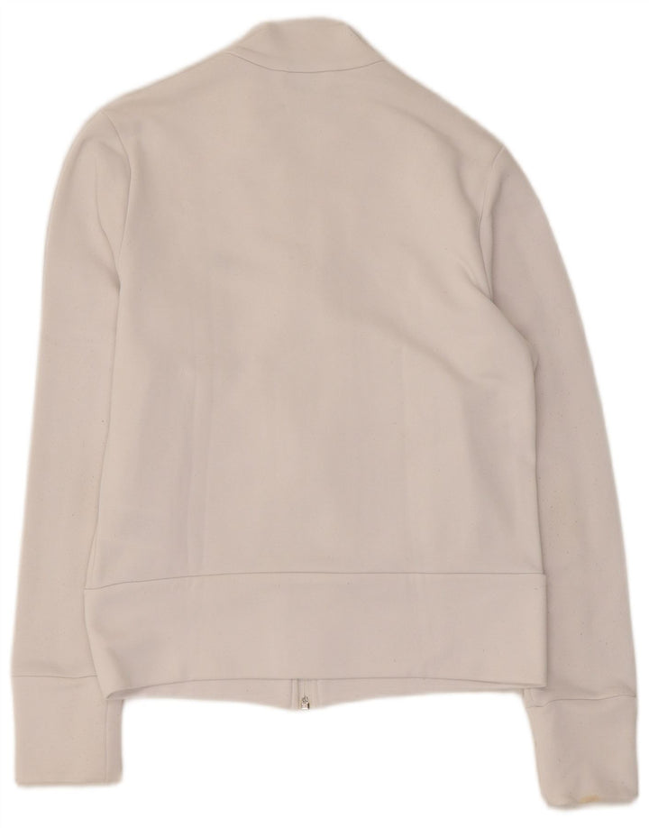 Giacca da tuta da donna Adidas UK 12 poliestere bianco medio