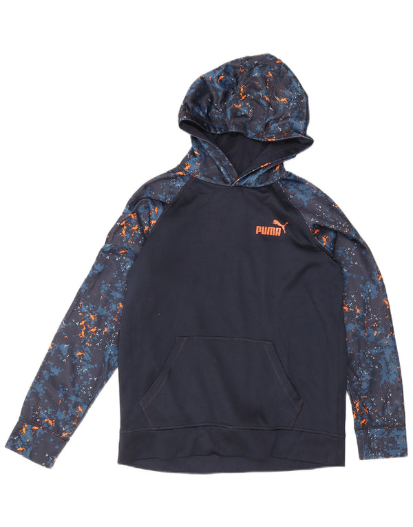 Felpa con cappuccio da ragazzo Puma 14-15 anni Large in poliestere mimetico blu navy