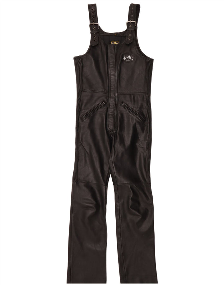 Tuta in pelle da uomo vintage IT 52 grande W34 L34 nera