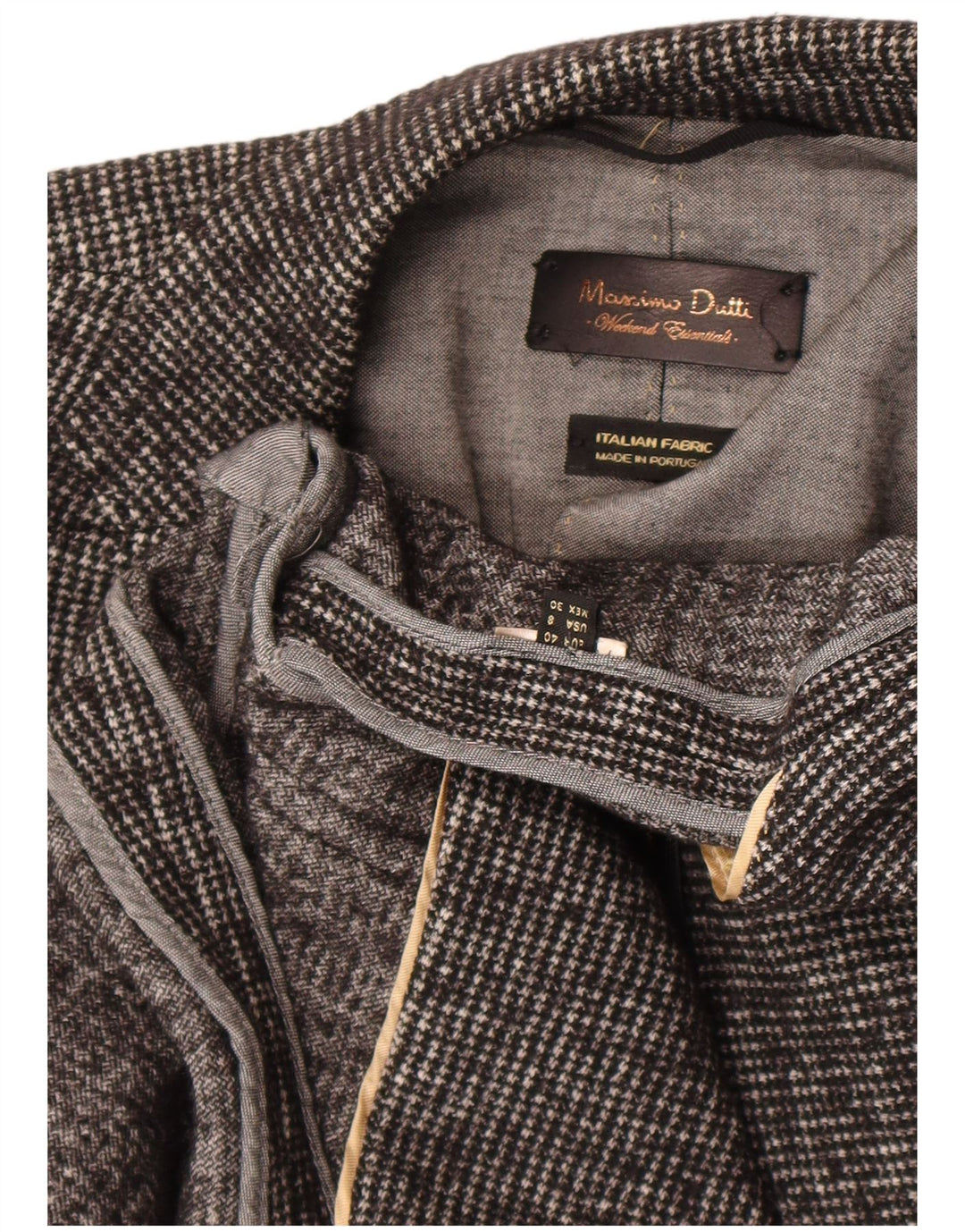 Giacca blazer da donna a 1 bottone Massimo Dutti EU 40 pied de poule grigio medio
