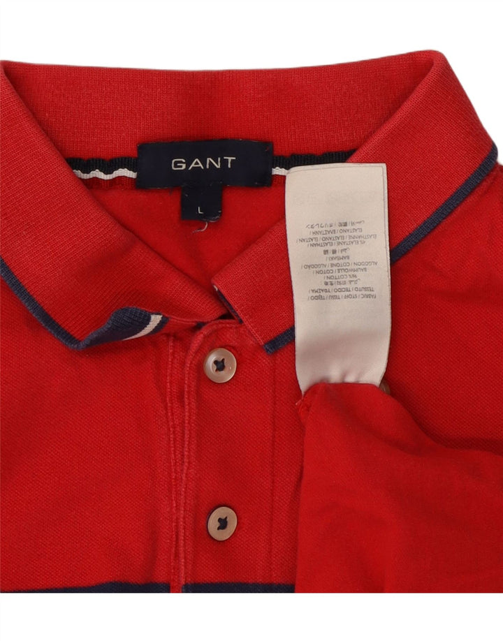 Polo da uomo Gant grande in cotone color block rosso