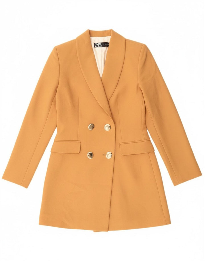 Giacca blazer doppiopetto lunga da donna Zara UK 6 XS poliestere arancione