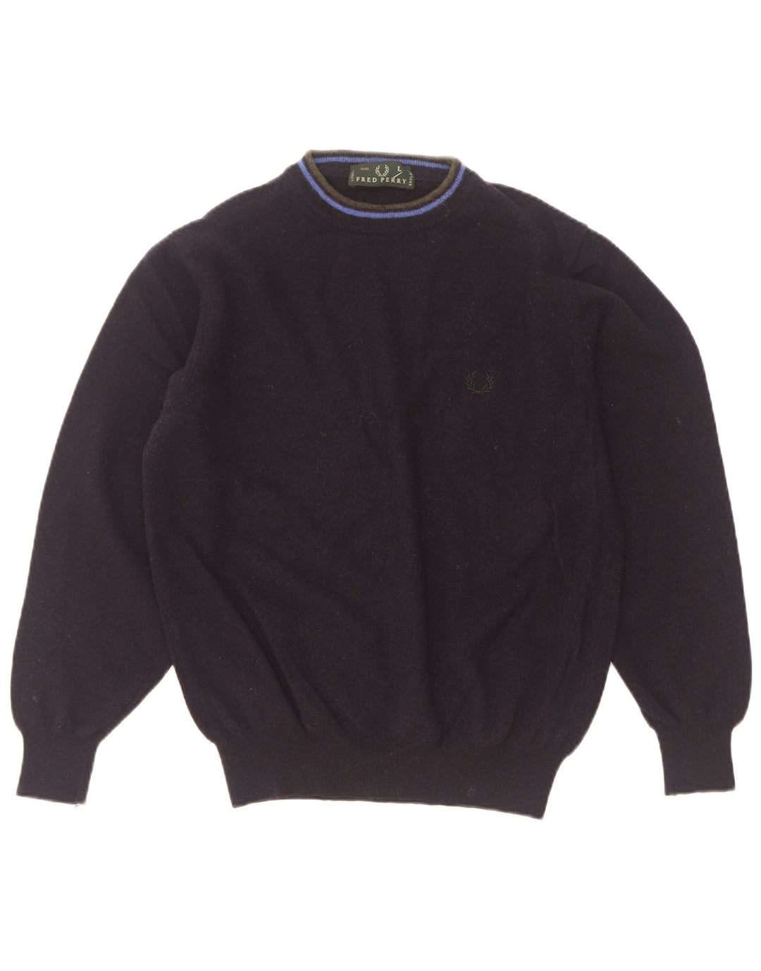 Maglione maglione a collo alto da donna Fred Perry UK 16 grande lana blu navy