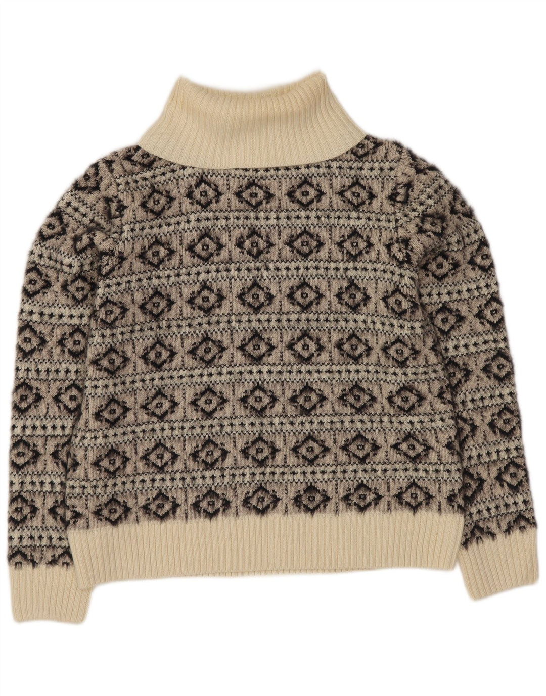 FAT FACE Maglione maglione a collo alto da donna UK 12 Grigio medio Fair Isle